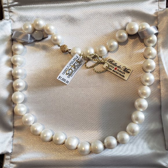 Belle de Mer White Opaque Cultured Pearl Strand Necklace 18" 11-13MM 14K - Picture 11 of 11